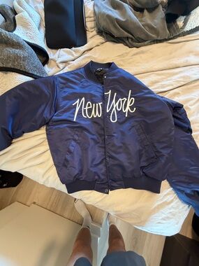 Stussy New York Script Navy Bomber Jacket